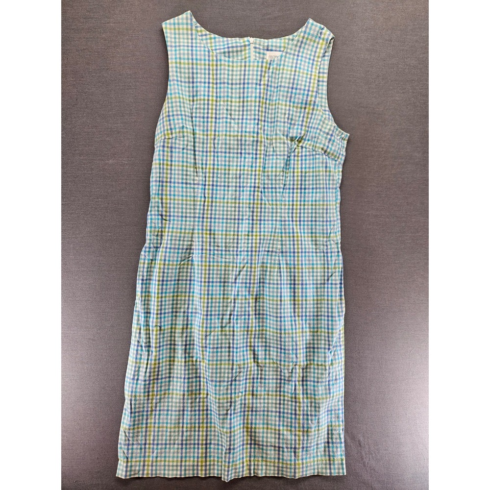 Real Comfort by Chadwick's Turquoise Plaid Sleeveless Sheath Dress Size 10